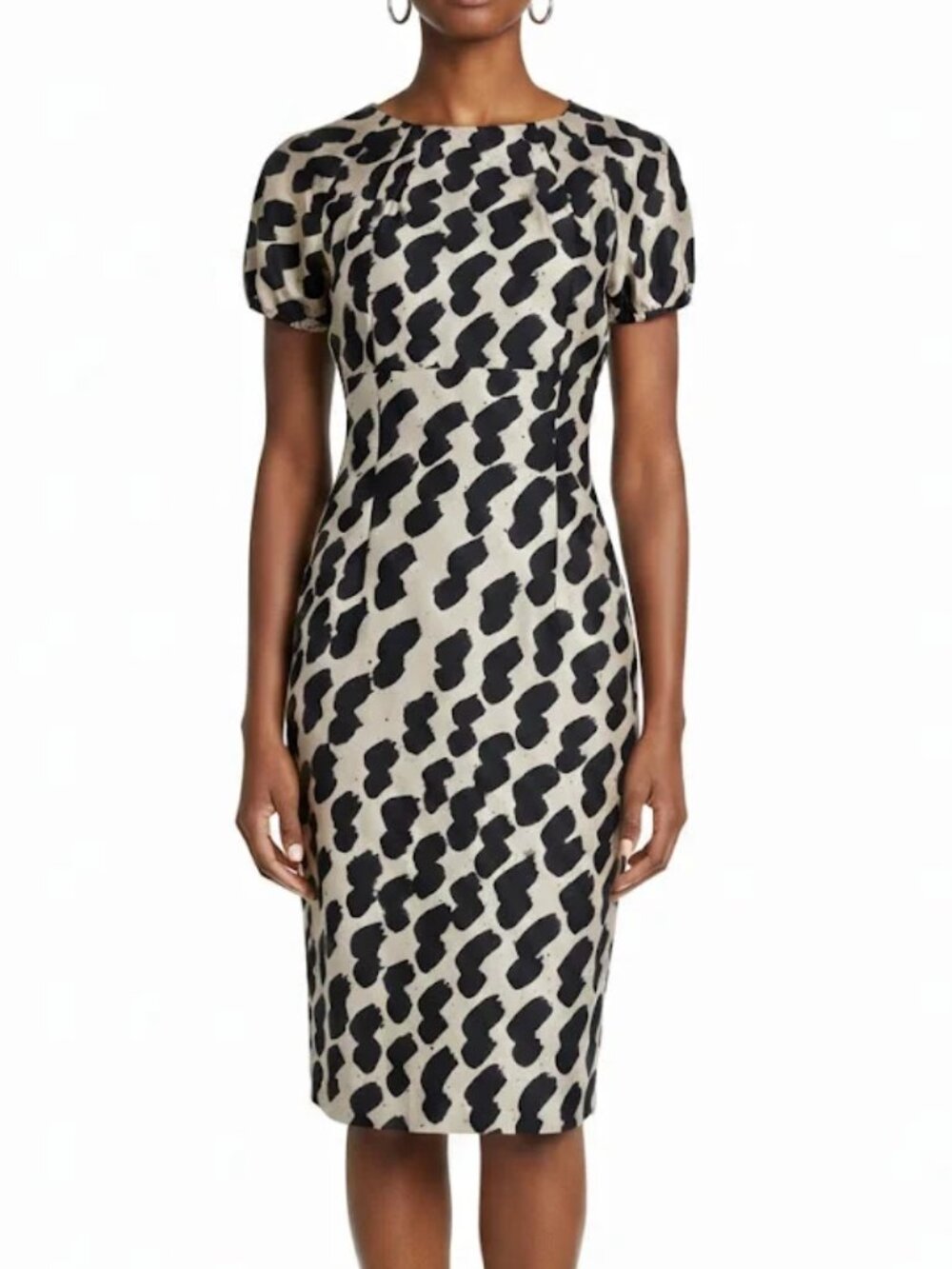 DAVID MEISTER 100% SILK FITTED SHEATH DRESS POP SPOT POLKA DOT sz 2